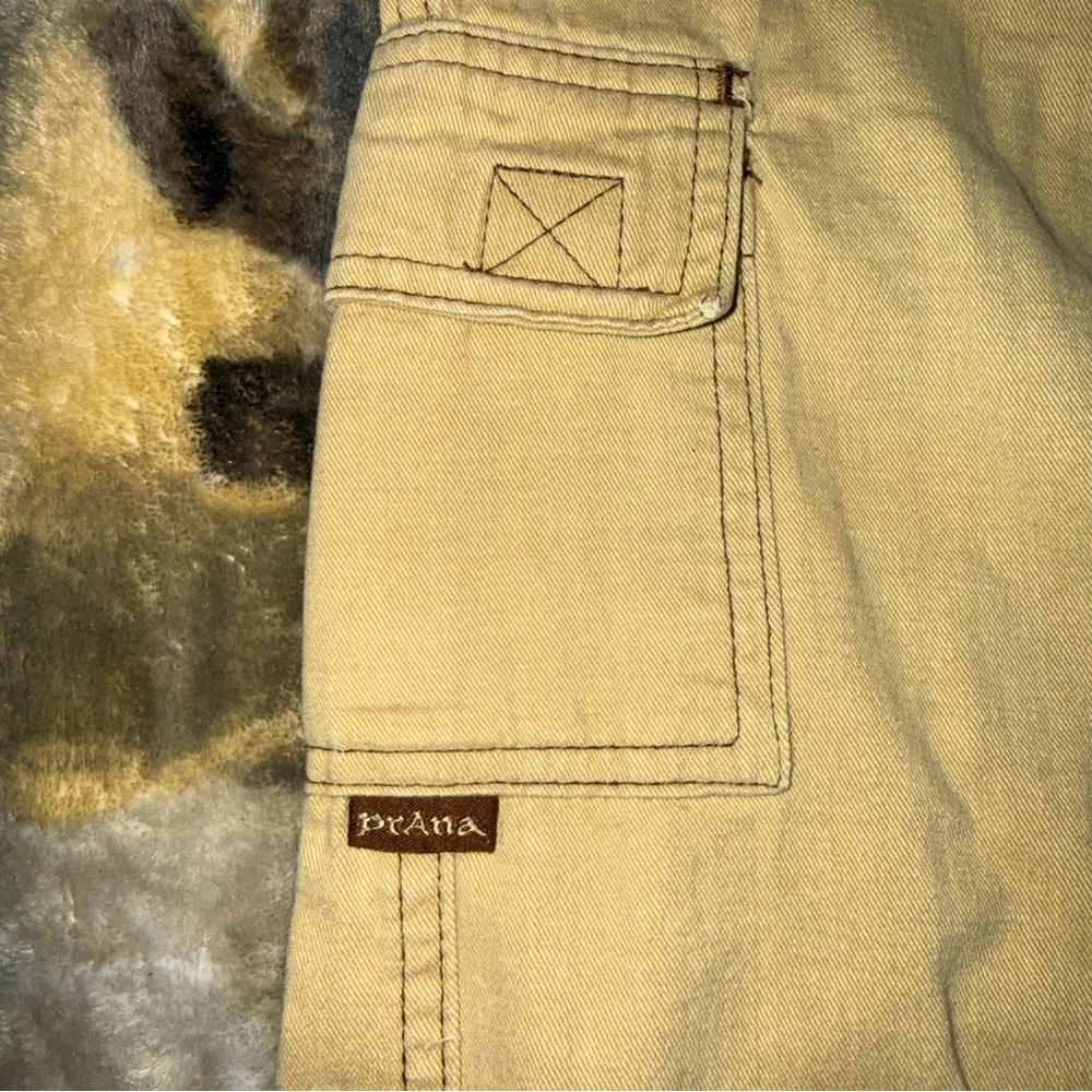 prAna Women’s Tan Cargo Hiking Pants with Embroidered Trim - Picture 2 of 5